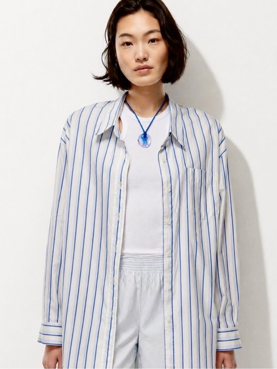 Wilfred Tops - Aritzia WILFRED Free Relaxed Striped Poplin Button Down Shirt Size M